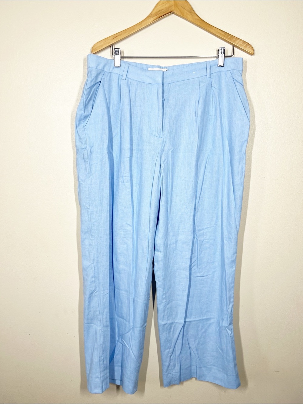 Abercrombie & Fitch Curve Love A&F Sloane Low Rise Tailored Linen-Blend Pants